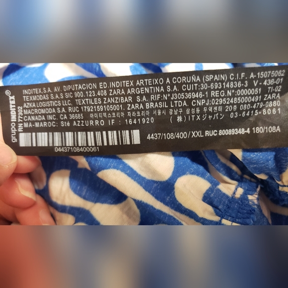 Zara The Paula Blue and White Geometric Design Dress Size XXL Belted - Picture 12 of 16